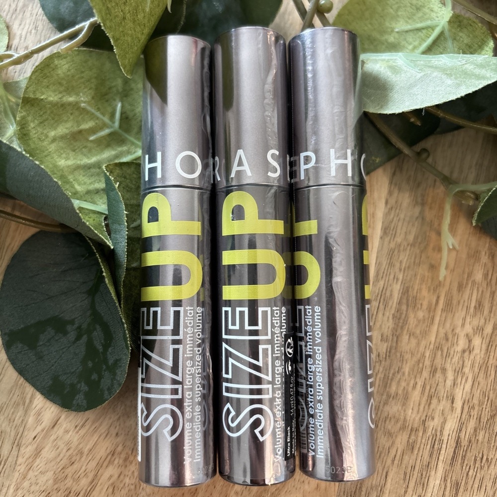 NEW LOT OF 3 Sephora SIZE UP Volumizing Mascara in Black New Full Size